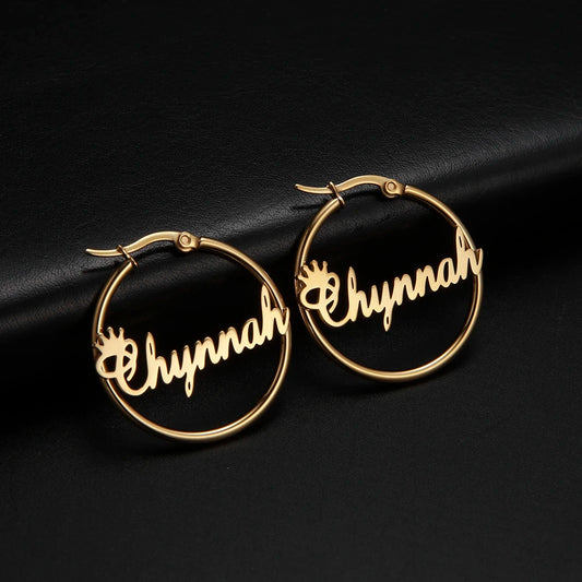 Custom Name Hoop Earrings