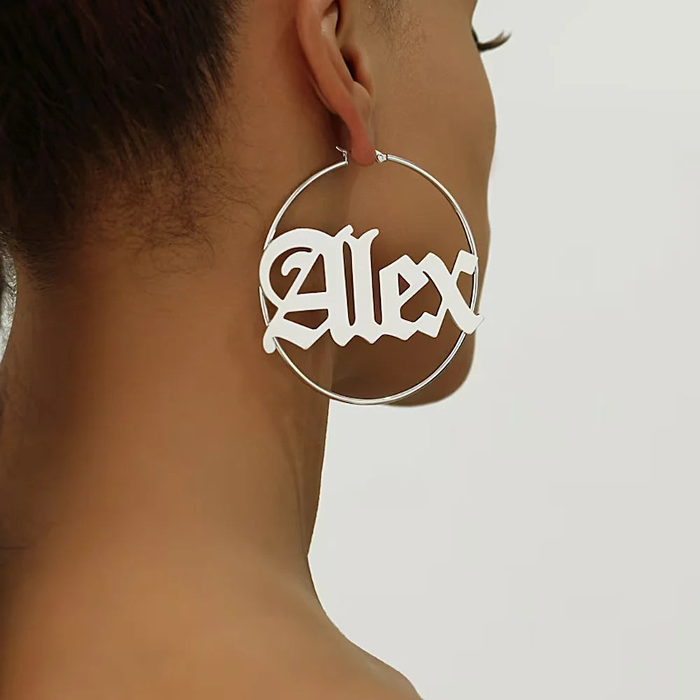 Gold Custom Name Hoop Earrings