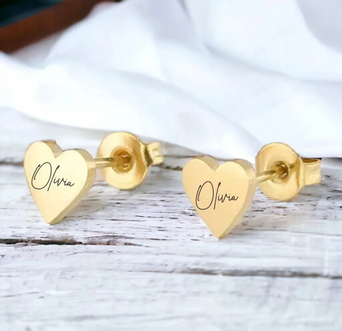 Custom Heart Name Earrings