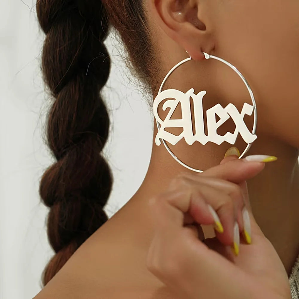 Gold Custom Name Hoop Earrings